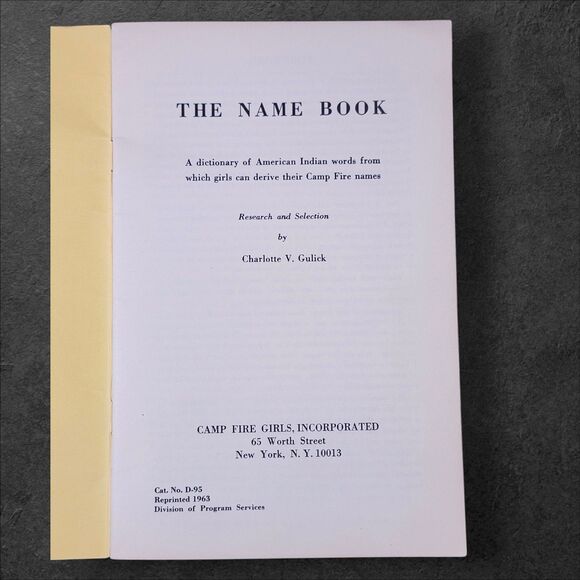 Vintage 1963 Camp Fire Girls The Name Book Charlotte Gulick Handbook Native - Picture 3 of 6